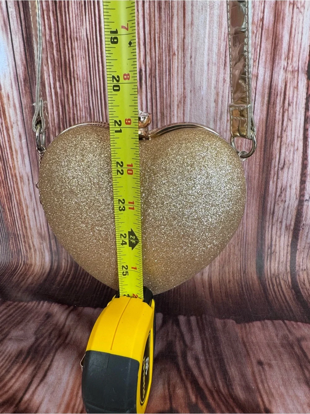 American Girl Heart-shaped Gold Glitter Purse